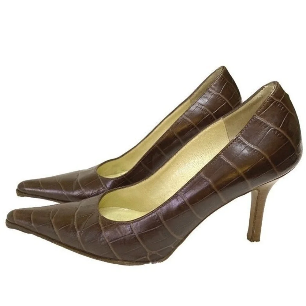 Vintage Keneth Cole New‎ York croc embossed pump high heels shoes women 5.5
